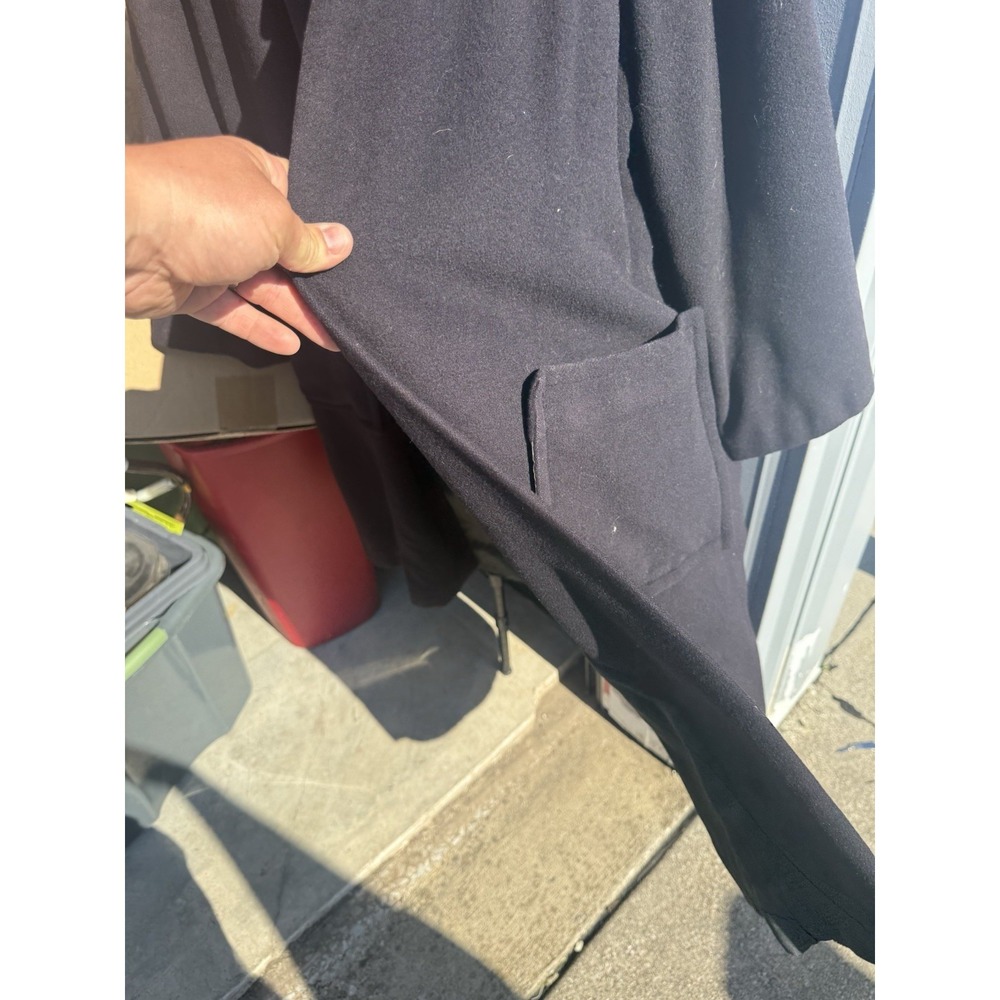 Vintage Imported Cashmere Black Long Coat Satin Lined Women's Overcoat Jacket - Picture 3 of 12